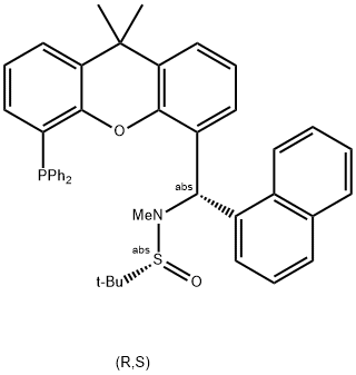 [S(R)]-N-[(S)-(1-Naphthalenyl)[5-(diphenylphosphino)-9,9-dimethyl-9H-xanthen-4-yl]methyl]-N,2-dimethyl-2-propanesulfinamide Struktur
