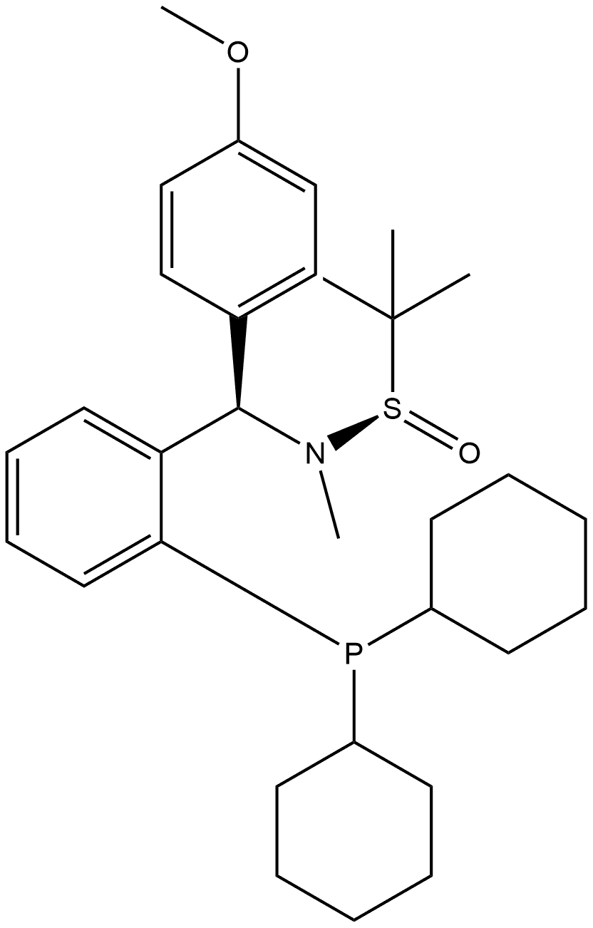 [S(R)]-N-[(R)-[2-(Dicyclohexylphosphanyl)phenyl](4-methoxyphenyl)methyl]-N,2-dimethyl-2-propanesulfinamide|[S(R)]-N-[(R)-[2-(Dicyclohexylphosphanyl)phenyl](4-methoxyphenyl)methyl]-N,2-dimethyl-2-propanesulfinamide