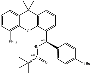 [S(R)]-N-[(R)-[4-(1,1-Dimethylethyl)phenyl][5-(diphenylphosphino)-9,9-dimethyl-9H-xanthen-4-yl]methyl]-2-methyl-2-propanesulfinamide Struktur