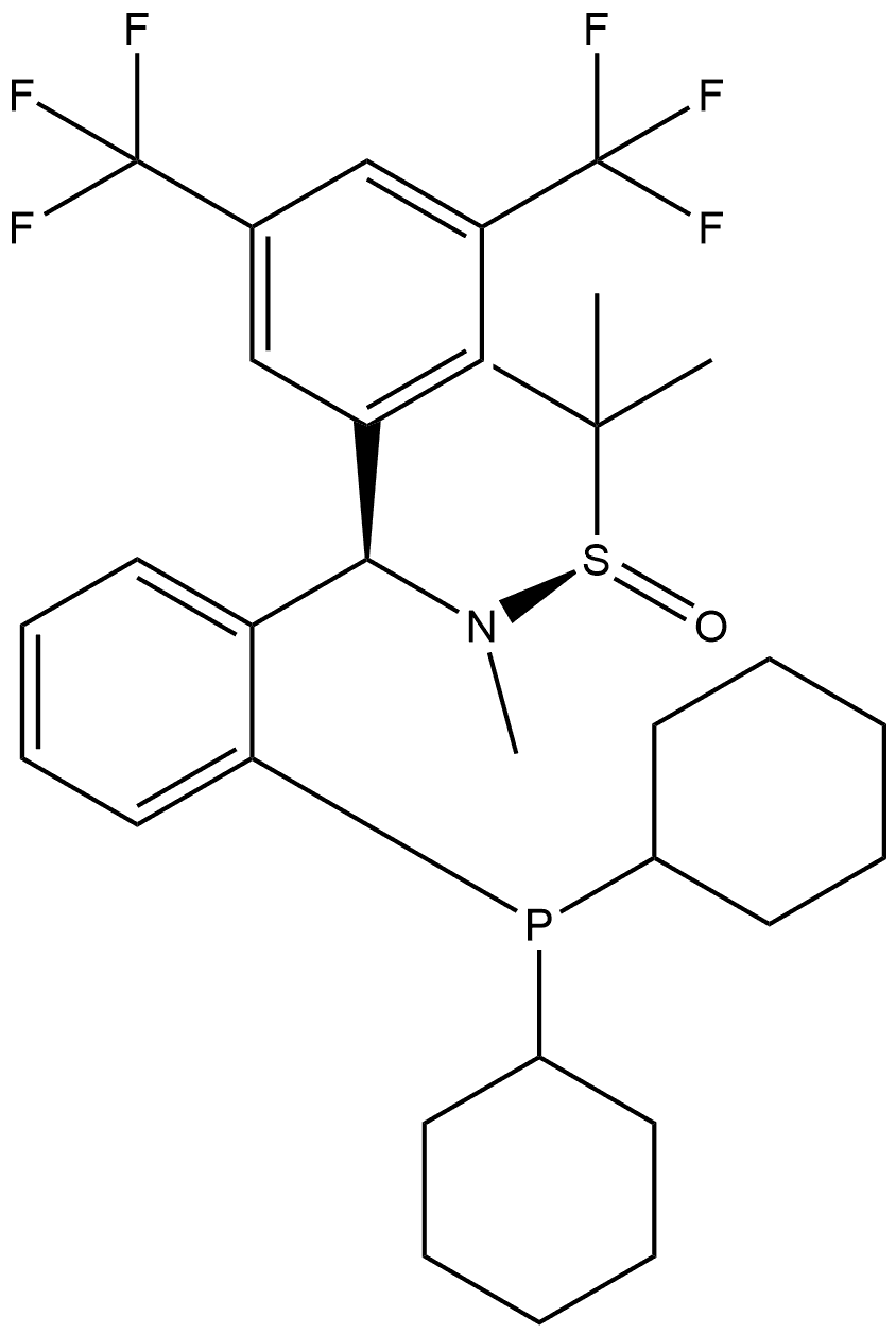 [S(R)]-N-[(R)-3,5-Bis(trifluoromethyl)phenyl][2-(dicyclohexylphosphanyl)phenyl]-N,2-dimethyl-2-propanesulfinamide,2565792-86-9,结构式