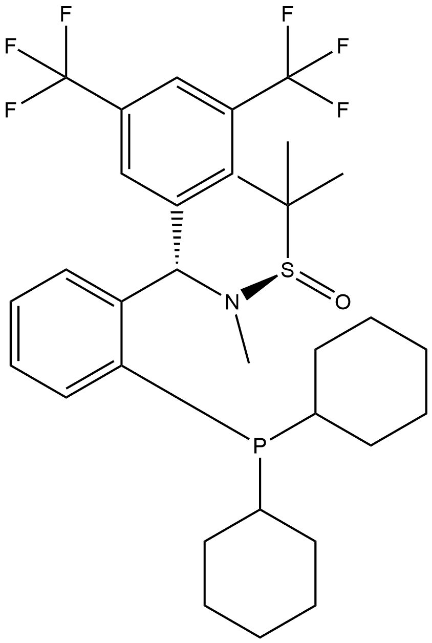 (R)-N-((S)-(2-(Dicyclohexylphosphino)phenyl)(2,4,6-triisopropylphenyl)methyl)-2-methylpropane-2-sulfinamide Struktur