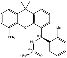 [S(R)]-N-[(R)-(2-苯甲基)[5-(二苯基膦)-9,9-二甲基-9H-氧杂蒽]甲基]-2-叔丁基亚磺酰胺, , 结构式