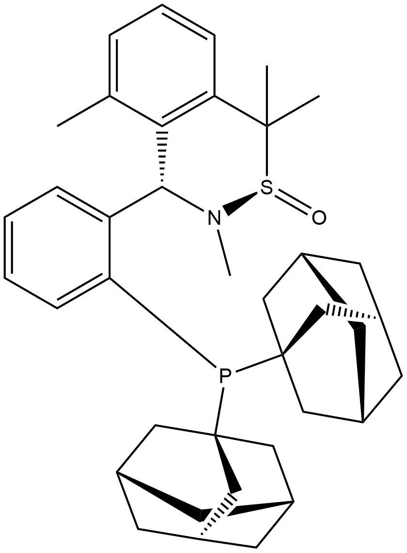 [S(R)]-N-[(S)-[2-(Diadamantanphosphino)(2-methylphenyl)phenyl]methyl]-N,2-dimethyl-2-propanesulfinamide Structure