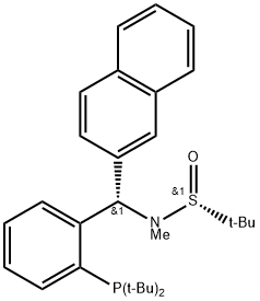 [S(R)]-N-[(S)-[2-(二叔丁基膦)苯基]-2-萘基甲基]-N-甲基-2-叔丁基亚磺酰胺 结构式