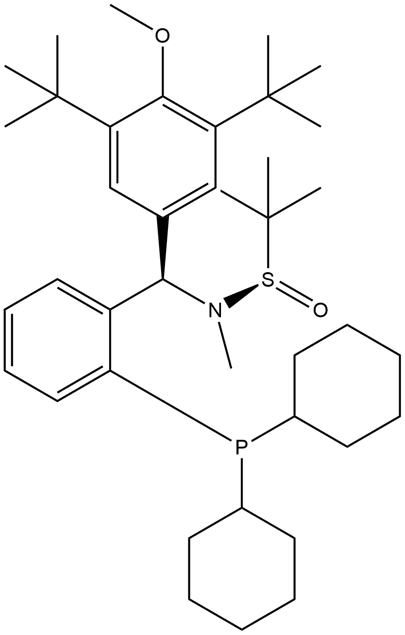 [S(R)]-N-[(R)-[3,5-Bis(1,1-dimethylethyl)-4-methoxyphenyl][2-(dicyclohexylphosphino)phenyl]methyl]-N,2-dimethyl-2-propanesulfinamide 化学構造式
