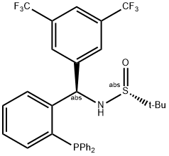 S(R)]-N-[(R)-[3,5-二(三氟甲基)苯基][2-(二苯基膦)苯基]甲基]-2-叔丁基亚磺酰胺, , 结构式