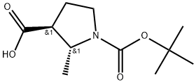 反-1-BOC-2-甲基-吡咯烷-3-羧酸 结构式