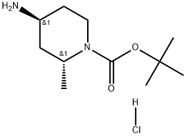 trans-4-Amino-2-methyl-piperidine-1-carboxylic acid tert-butyl ester hydrochloride Struktur