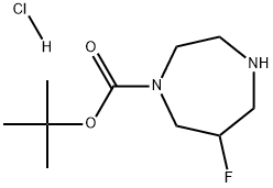 6-Fluoro-[1,4]diazepane-1-carboxylic acid tert-butyl ester hydrochloride Struktur