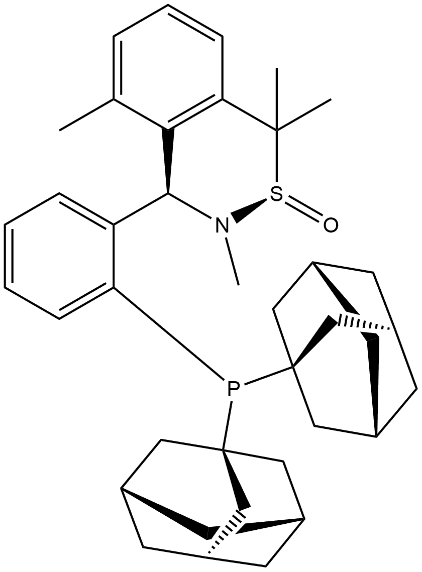 [S(R)]-N-[(R)-[2-(二金刚烷基膦)(2-甲苯)]甲基]-N-甲基-2-叔丁基亚磺酰胺, , 结构式