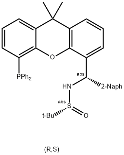 [S(R)]-N-[(S)-(2-Naphthalenyl)[5-(diphenylphosphino)-9,9-dimethyl-9H-xanthen-4-yl]methyl]-2-methyl-2-propanesulfinamide 化学構造式