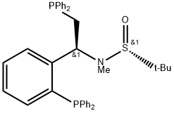 S(R)]-N-[(1R)-2-(二苯基膦)-1-苯基乙基]-N-甲基-2-叔丁基亚磺酰胺,,结构式