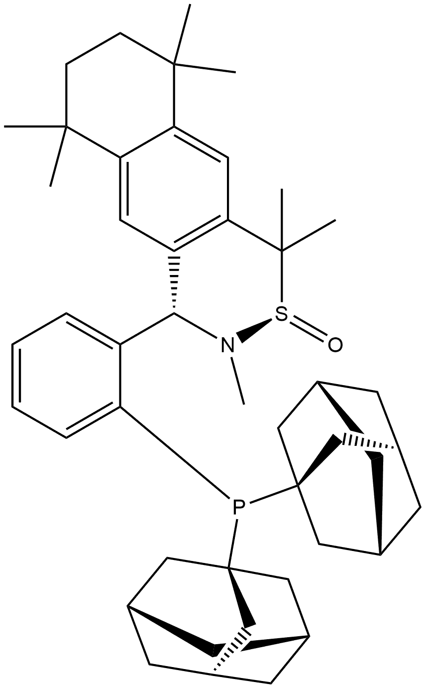 [S(R)]-N-[(S)-[2-(二金刚烷基膦)苯基](5,6,7,8-四氢-5,5,8,8-四甲基-2-萘基)甲基]-N-甲基-2-叔丁基亚磺酰胺,,结构式