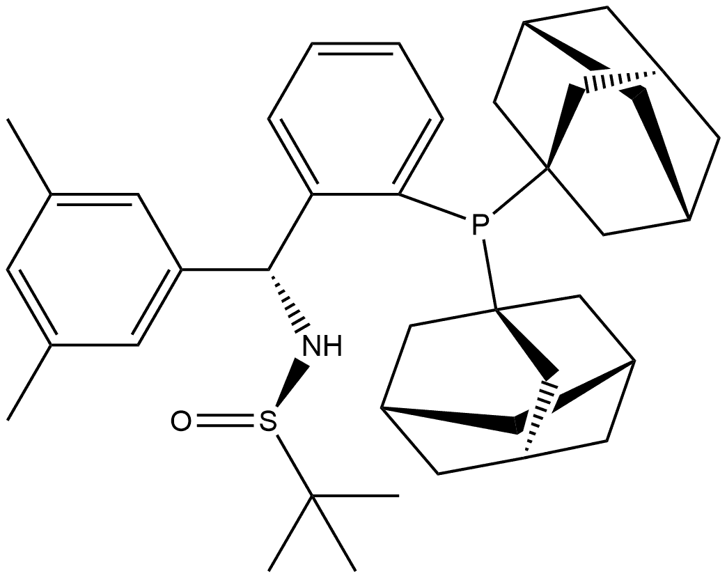 [S(R)]-N-[(R)-(3,5-Dimethylphenyl)[2-(Diadamantanphosphino)phenyl]methyl]-2-methyl-2-propanesulfinamide Structure