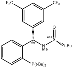 [S(R)]-N-[(S)-(3,5-二(三氟甲基)苯基)[2-(二叔丁基膦)苯基]甲基]-N-甲基-2-叔丁基亚磺酰胺 结构式