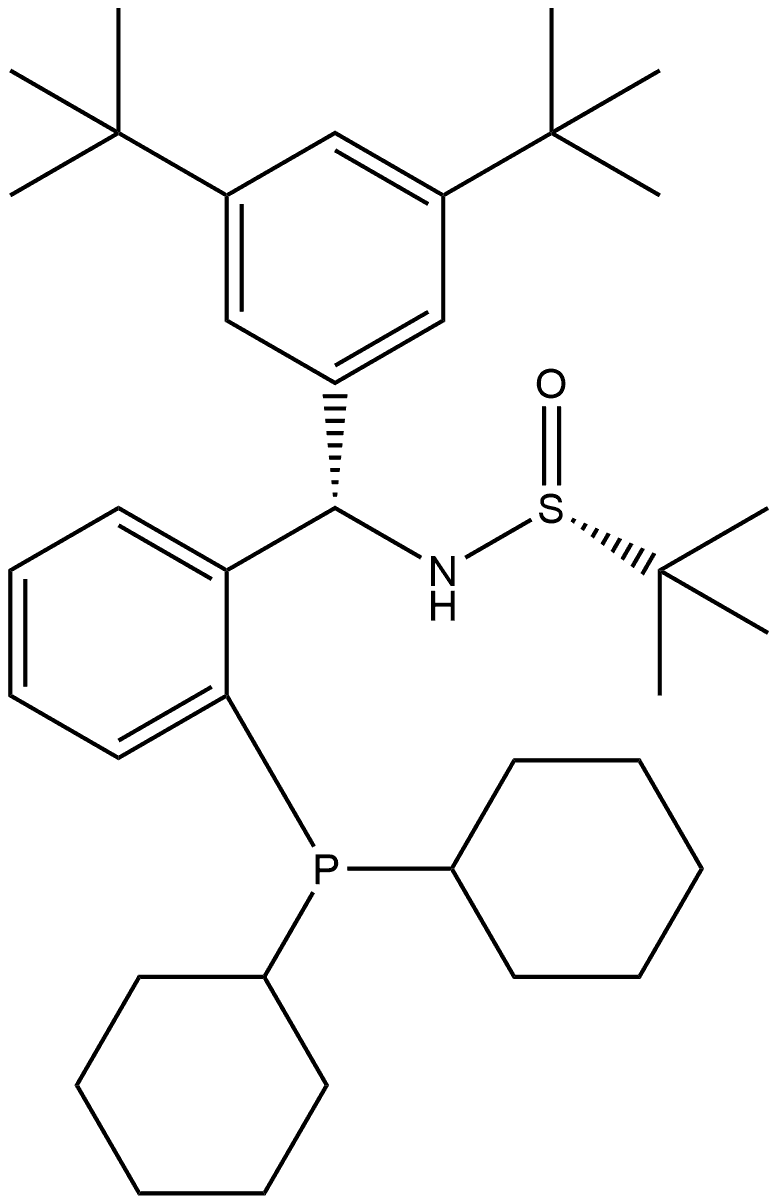[S(R)]-N-[(S)-3,5-Bis(dimethylethyl)phenyl][2-(dicyclohexylphosphanyl)phenyl]-2-methyl-2-propanesulfinamide Struktur