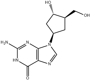 6H-Purin-6-one, 2-amino-1,9-dihydro-9-[(1R,3S,4R)-3-hydroxy-4-(hydroxymethyl)cyclopentyl]- 结构式