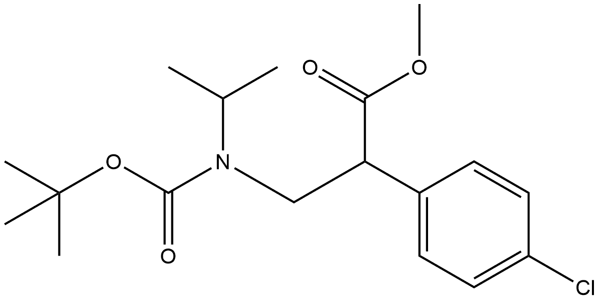 Benzeneacetic acid, 4-chloro-α-[[[(1,1-dimethylethoxy)carbonyl](1-methylethyl)amino]methyl]-, methyl ester Struktur