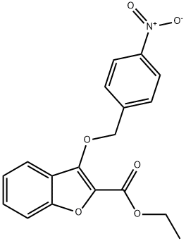 2-Benzofurancarboxylic acid, 3-[(4-nitrophenyl)methoxy]-, ethyl ester,100099-00-1,结构式