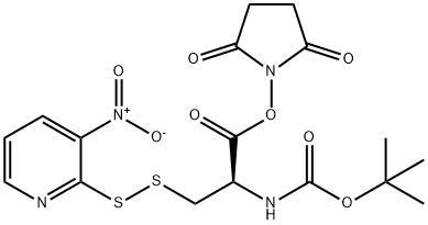 tert-butyloxycarbonyl-(S-(3-nitro-2-pyridinesulfenyl))cysteine-N-hydroxysuccinimide Structure