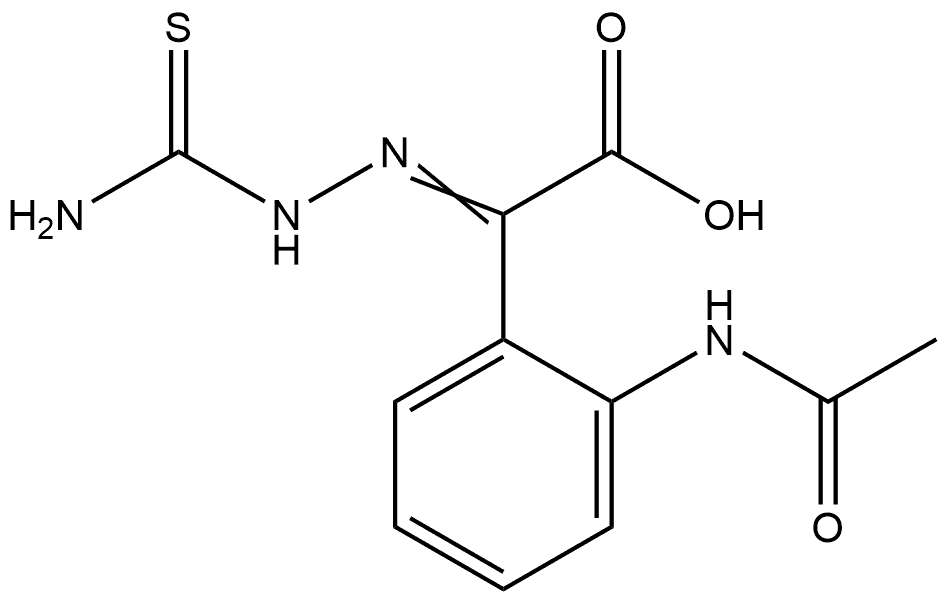 Benzeneacetic acid, 2-(acetylamino)-α-[2-(aminothioxomethyl)hydrazinylidene]- 化学構造式