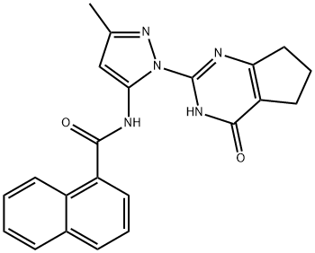 1-Naphthalenecarboxamide, N-[3-methyl-1-(4,5,6,7-tetrahydro-4-oxo-3H-cyclopentapyrimidin-2-yl)-1H-pyrazol-5-yl]- Structure
