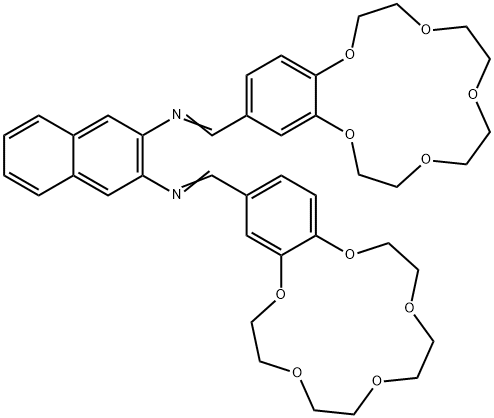 2,3-Naphthalenediamine, N2,N3-bis[(2,3,5,6,8,9,11,12-octahydro-1,4,7,10,13-benzopentaoxacyclopentadecin-15-yl)methylene]- 结构式