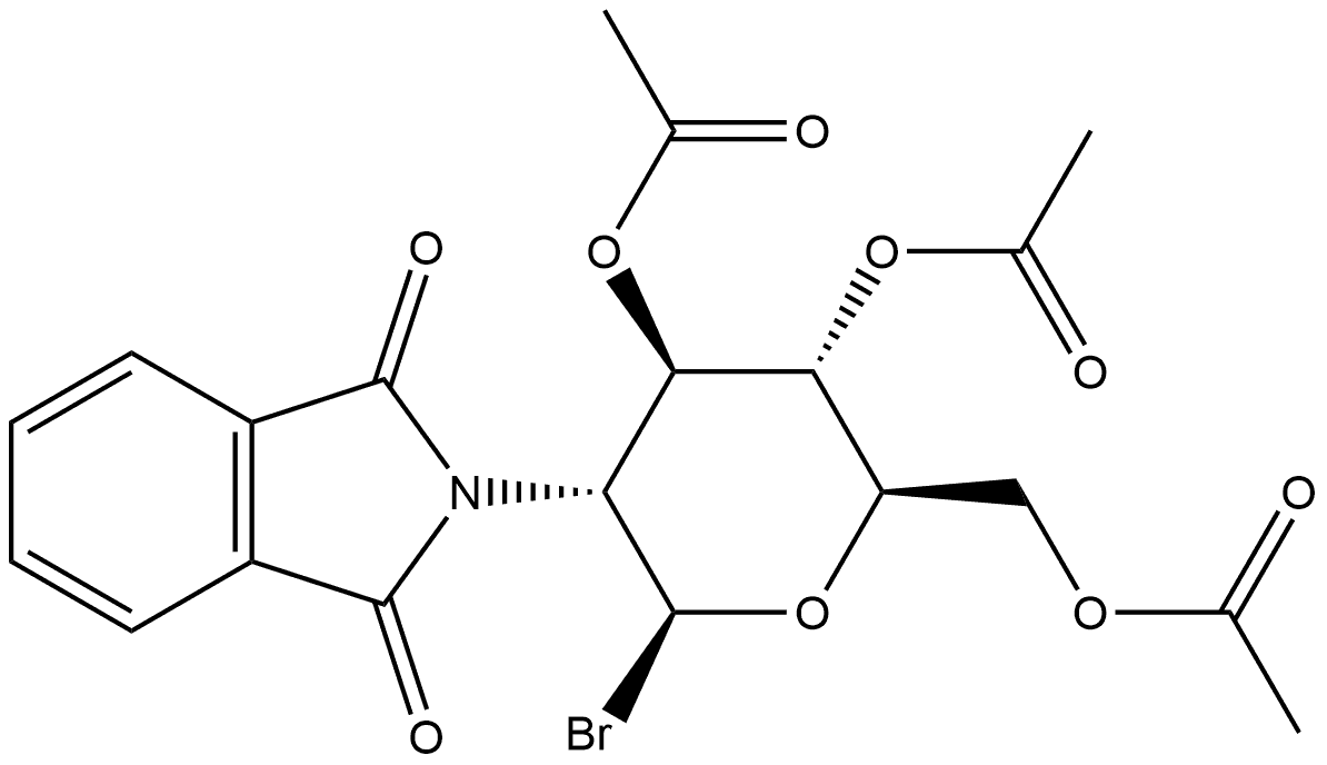 3,4,6-三-O-乙酰基-2-脱氧-2-邻苯二甲酰亚胺基-BETA-D-吡喃葡萄糖基溴化物,10028-45-2,结构式