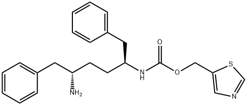 Carbamic acid, N-[(1S,4S)-4-amino-5-phenyl-1-(phenylmethyl)pentyl]-, 5-thiazolylmethyl ester Structure