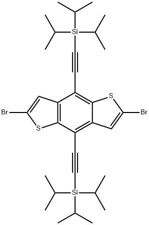 ((2,6-dibromobenzo[1,2-b:4,5-b']dithiophene-4,8-diyl)bis(ethyne-2,1-diyl))bis(triisopropylsilane) Struktur