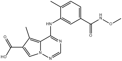 Pyrrolo[2,1-f][1,2,4]triazine-6-carboxylic acid, 4-[[5-[(methoxyamino)carbonyl]-2-methylphenyl]amino]-5-methyl- Structure
