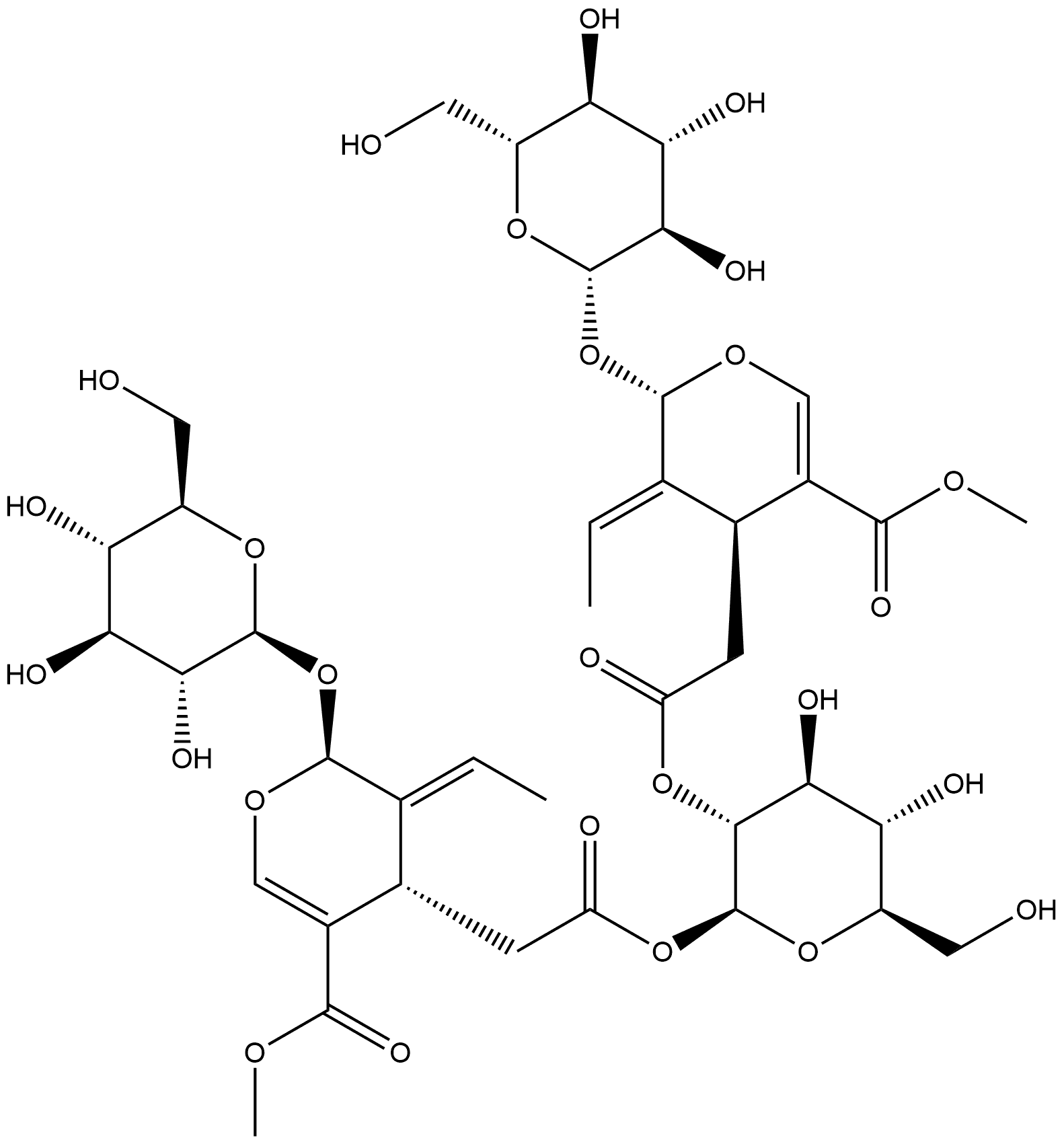 2H-Pyran-5-carboxylic acid, 3-ethylidene-4-[2-[[2-O-[2-[(2S,3E,4S)-3-ethylidene-2-(β-D-glucopyranosyloxy)-3,4-dihydro-5-(methoxycarbonyl)-2H-pyran-4-yl]acetyl]-β-D-glucopyranosyl]oxy]-2-oxoethyl]-2-(β-D-glucopyranosyloxy)-3,4-dihydro-, methyl ester, (2S,3E,4S)-
