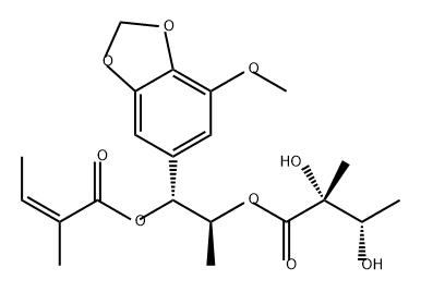 2-Butenoic acid, 2-methyl-, (1R,2S)-2-[(2R,3S)-2,3-dihydroxy-2-methyl-1-oxobutoxy]-1-(7-methoxy-1,3-benzodioxol-5-yl)propyl ester, (2Z)-|