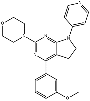 5H-Pyrrolo[2,3-d]pyrimidine, 6,7-dihydro-4-(3-methoxyphenyl)-2-(4-morpholinyl)-7-(4-pyridinyl)- Struktur