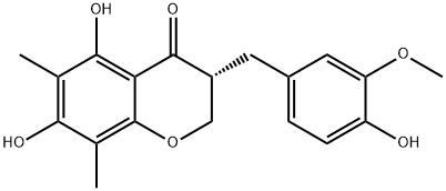 4H-1-Benzopyran-4-one, 2,3-dihydro-5,7-dihydroxy-3-[(4-hydroxy-3-methoxyphenyl)methyl]-6,8-dimethyl-, (3R)- Structure