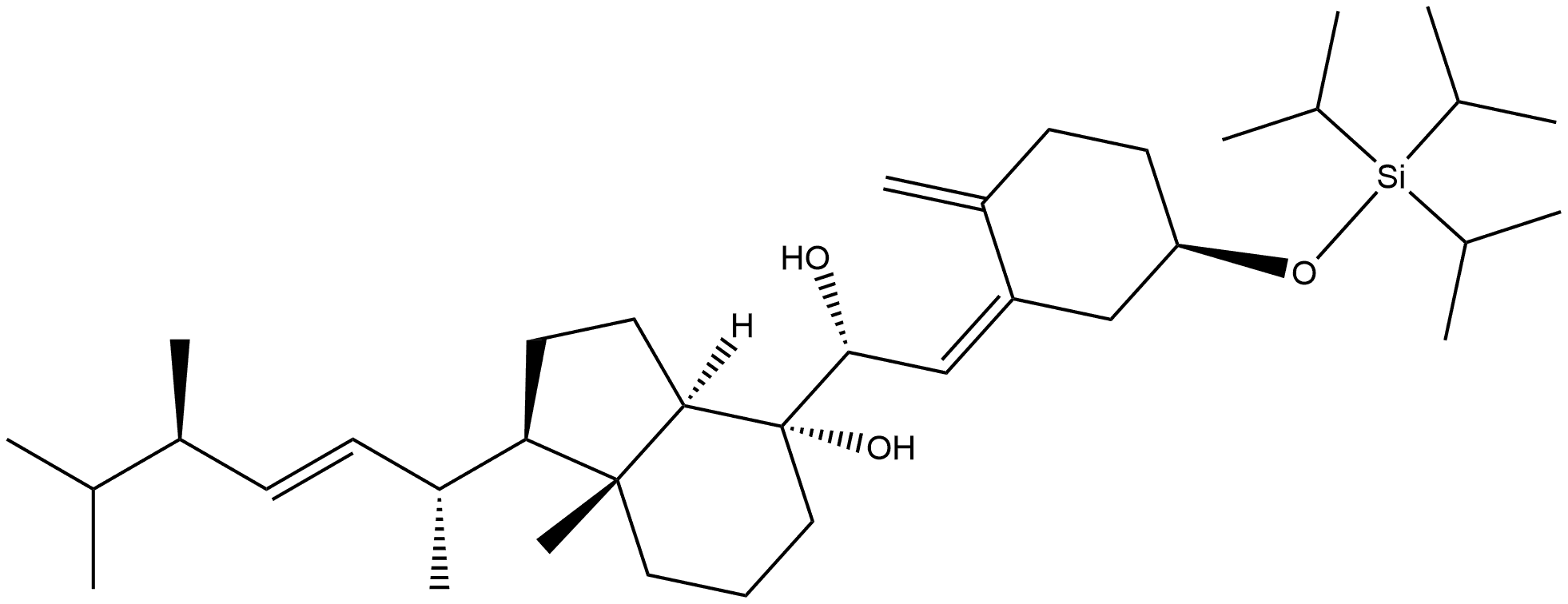 9,10-Secoergosta-5,10(19),22-triene-7,8-diol, 3-[[tris(1-methylethyl)silyl]oxy]-, (3β,5Z,7R,8α,22E)- (9CI) 结构式