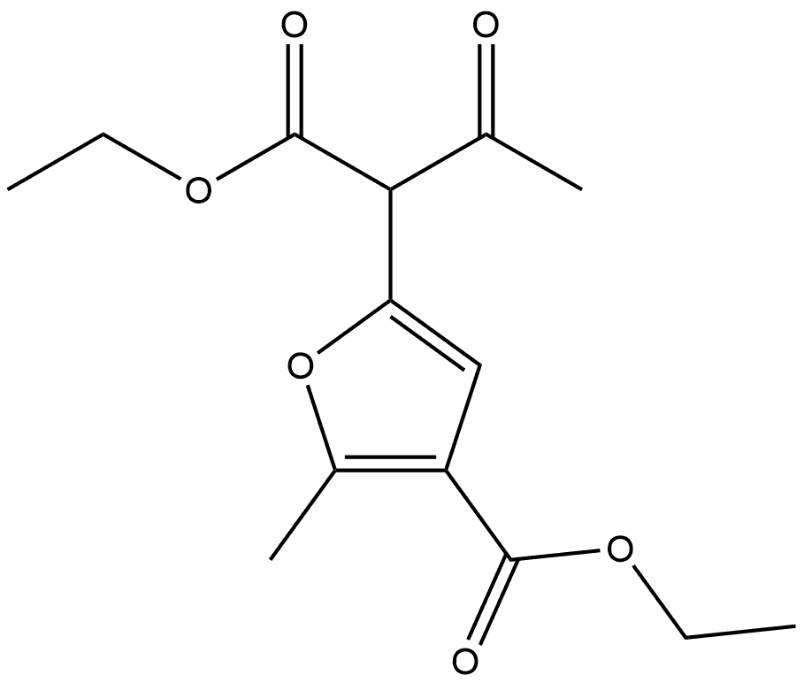 2-Furanacetic acid, α-acetyl-4-(ethoxycarbonyl)-5-methyl-, ethyl ester Structure