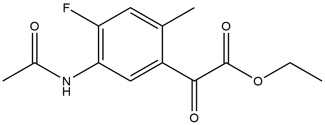 Benzeneacetic acid, 5-(acetylamino)-4-fluoro-2-methyl-α-oxo-, ethyl ester Struktur