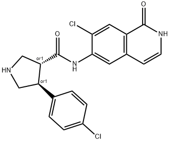 3-Pyrrolidinecarboxamide, N-(7-chloro-1,2-dihydro-1-oxo-6-isoquinolinyl)-4-(4-chlorophenyl)-, (3R,4S)-rel- Structure