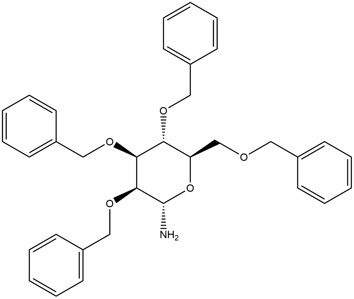 (2S,3S,4S,5R,6R)-3,4,5-三(苄氧基)-6-((苄氧基)甲基)四氢-2H-吡喃-2-胺,1013326-59-4,结构式