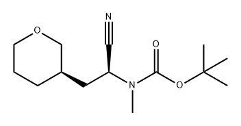 Carbamic acid, N-[(1S)-1-cyano-2-[(3R)-tetrahydro-2H-pyran-3-yl]ethyl]-N-methyl-, 1,1-dimethylethyl ester Structure