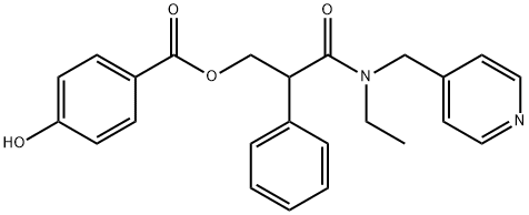 Benzoic acid, 4-hydroxy-, 3-[ethyl(4-pyridinylmethyl)amino]-3-oxo-2-phenylpropyl ester Structure