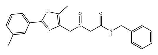 Acetamide, 2-[[[5-methyl-2-(3-methylphenyl)-4-oxazolyl]methyl]sulfinyl]-N-(phenylmethyl)- Struktur