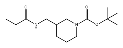 1-Piperidinecarboxylic acid, 3-[[(1-oxopropyl)amino]methyl]-, 1,1-dimethylethyl ester Structure