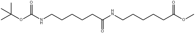 Hexanoic acid, 6-[[6-[[(1,1-dimethylethoxy)carbonyl]amino]-1-oxohexyl]amino]-, methyl ester Struktur