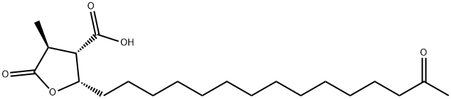 3-Furancarboxylic acid, tetrahydro-4-methyl-5-oxo-2-(14-oxopentadecyl)-, (2S,3S,4S)-,101899-68-7,结构式