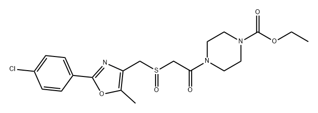 1-Piperazinecarboxylic acid, 4-[2-[[[2-(4-chlorophenyl)-5-methyl-4-oxazolyl]methyl]sulfinyl]acetyl]-, ethyl ester Structure