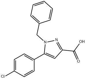 1H-Pyrazole-3-carboxylic acid, 5-(4-chlorophenyl)-1-(phenylmethyl)- Struktur