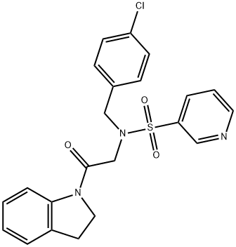 3-Pyridinesulfonamide, N-[(4-chlorophenyl)methyl]-N-[2-(2,3-dihydro-1H-indol-1-yl)-2-oxoethyl]- Structure