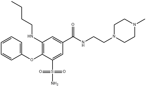 Benzamide, 3-(aminosulfonyl)-5-(butylamino)-N-[2-(4-methyl-1-piperazinyl)ethyl]-4-phenoxy- 化学構造式
